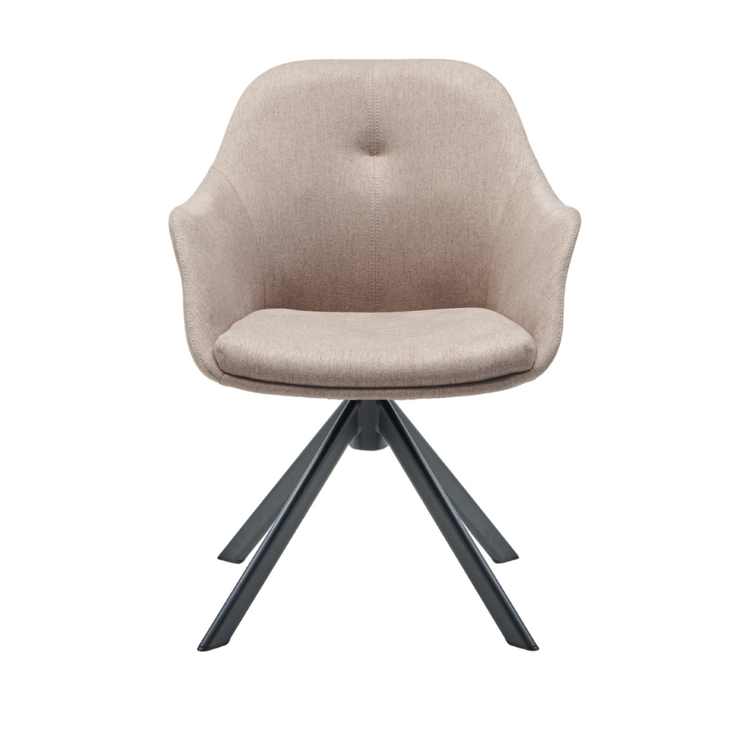 New Age Esszimmerstuhl Stoff / schwarzes Drehgestell